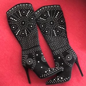 Black & silver studded heels